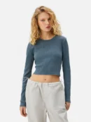 Cotton Long-Sleeve Crop T-shirt